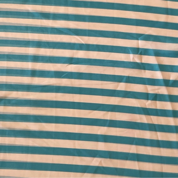 Blue and White Striped Chiffon Sheer Fabric - Picture 2 of 2